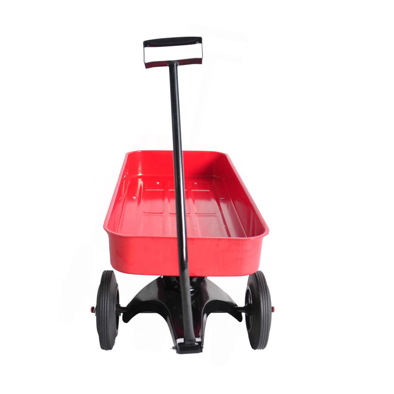 Garden Cart Reuniong  Railing,  Solid Wheels, All Terrain Cargo Wagon With 280Lbs Weight Capacity, Red