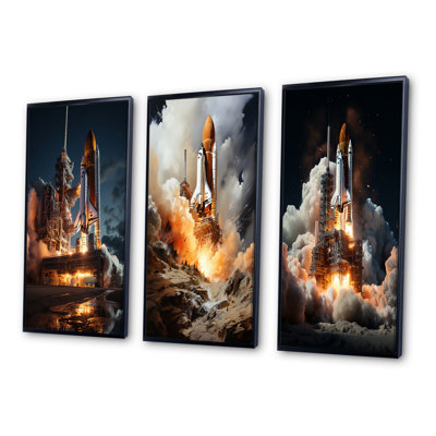 "Navette spatiale" 3 pièces sur toile