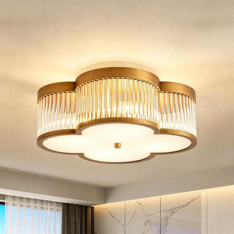 Plafonnier encastré moderne 4 lumières Clover, Laiton poli