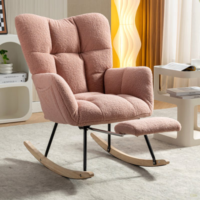 Chaise berçante en tissu avec repose-pieds Teddy