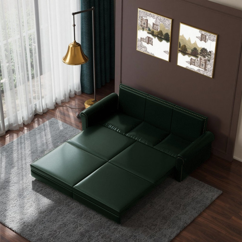 93.7 Inch 3 in 1 Convertible Sleeper Sofa Bed Chesterfield Sofa King Pull Out Sofa Bed, Green