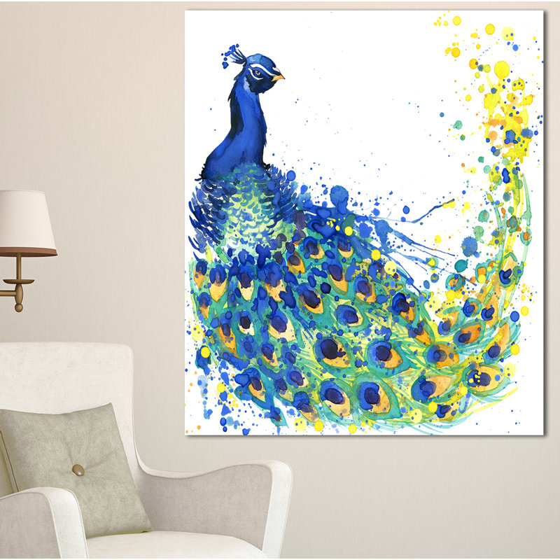 « exotique peacock aquarelle », reproduction d’art sur toile tendue, H 60 po x l 28 po x P 1,5 po