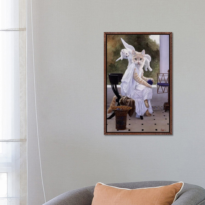 Mewsings by Melinda Copper - Painting on Canvas, Classic Brown Wood Framed, 66.04 cm H x 45.72 cm W