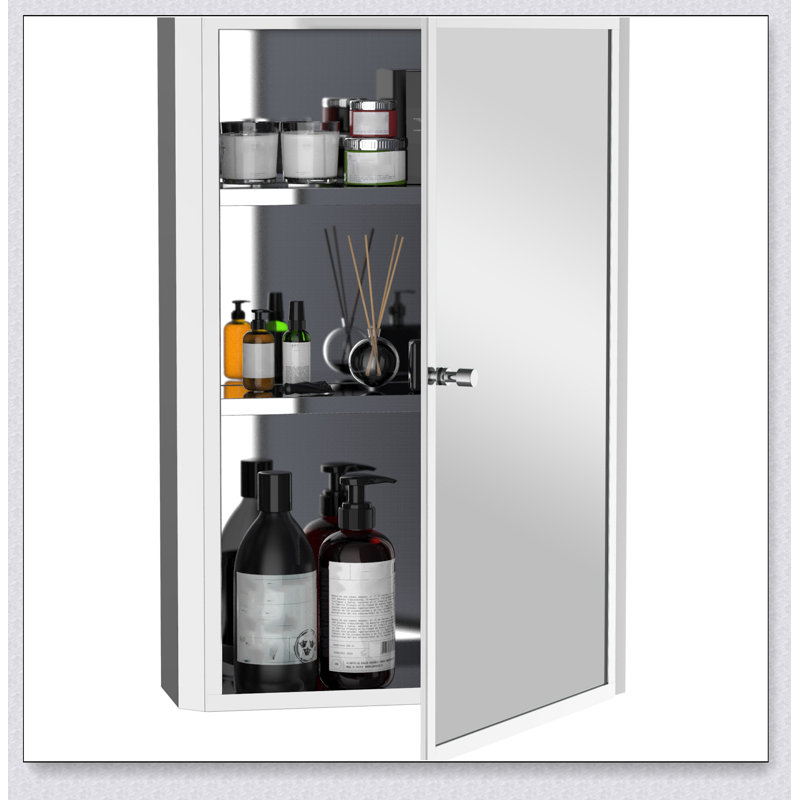 Armoire à pharmacie murale pour salle de bain à miroir, cadre vertical en acier inoxydable 16 po x 24 po