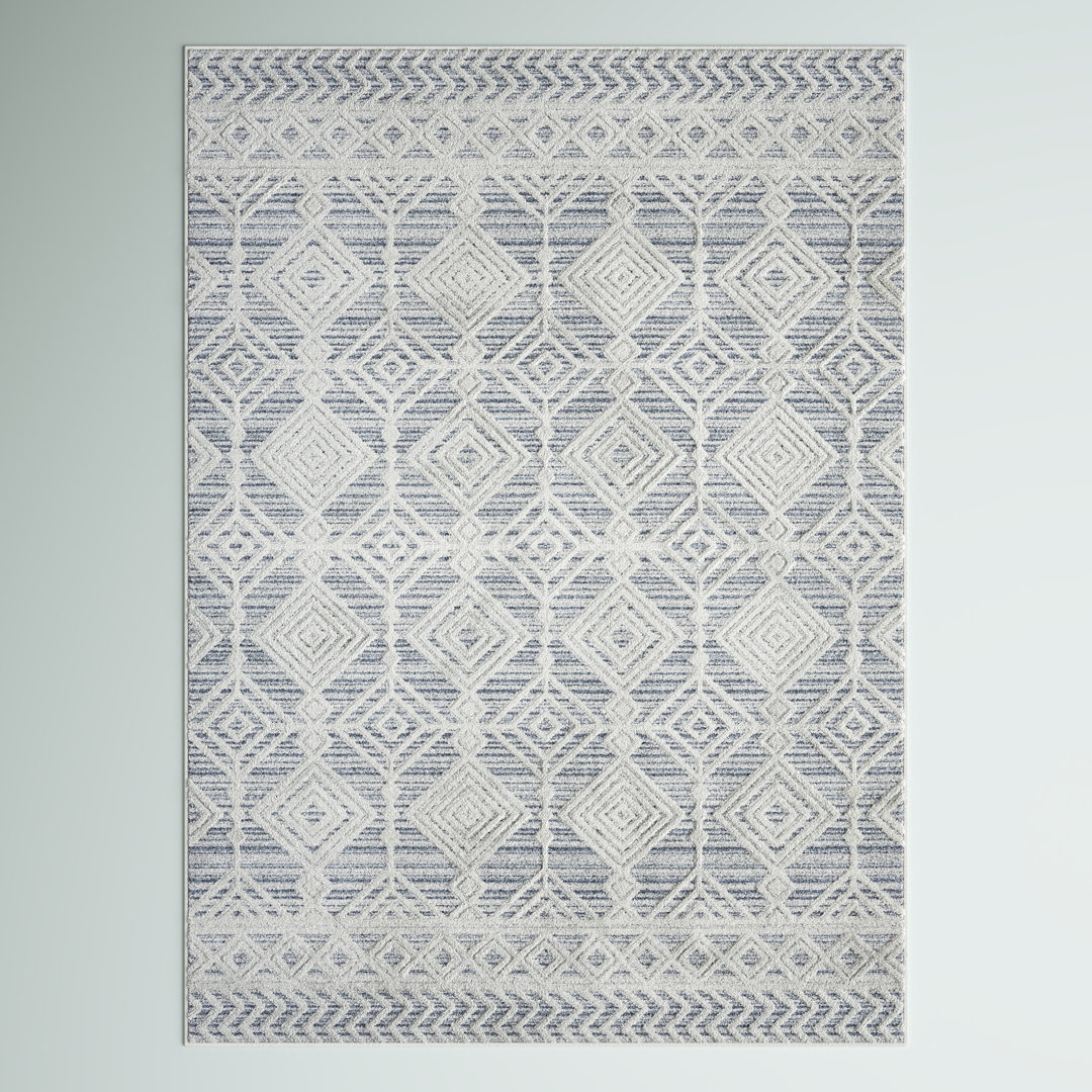 Miller Moroccan Blue/Cream Area Rug Steelside™ Rug 