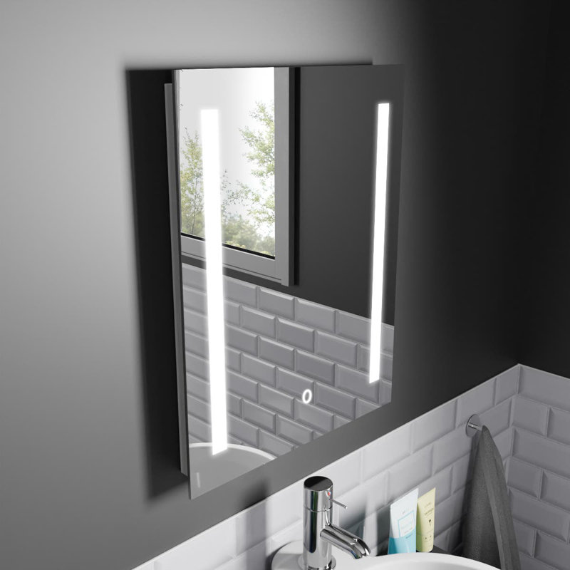 Rectangle LED Bathroom Mirror Fog Free Touch Sensor, 39 cm H x 50 cm W