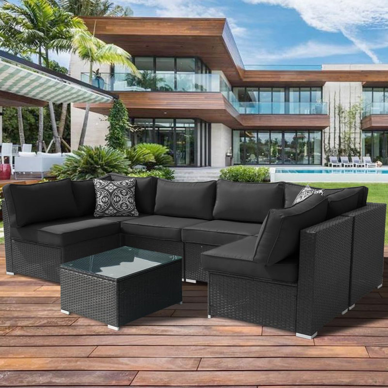 14-Piece Outdoor Cushion Cover Set with Zipper | Replacement Slipcovers for 6-Seater Patio Sofa | Washable Seat and Back Covers | Covers Only - No Inserts