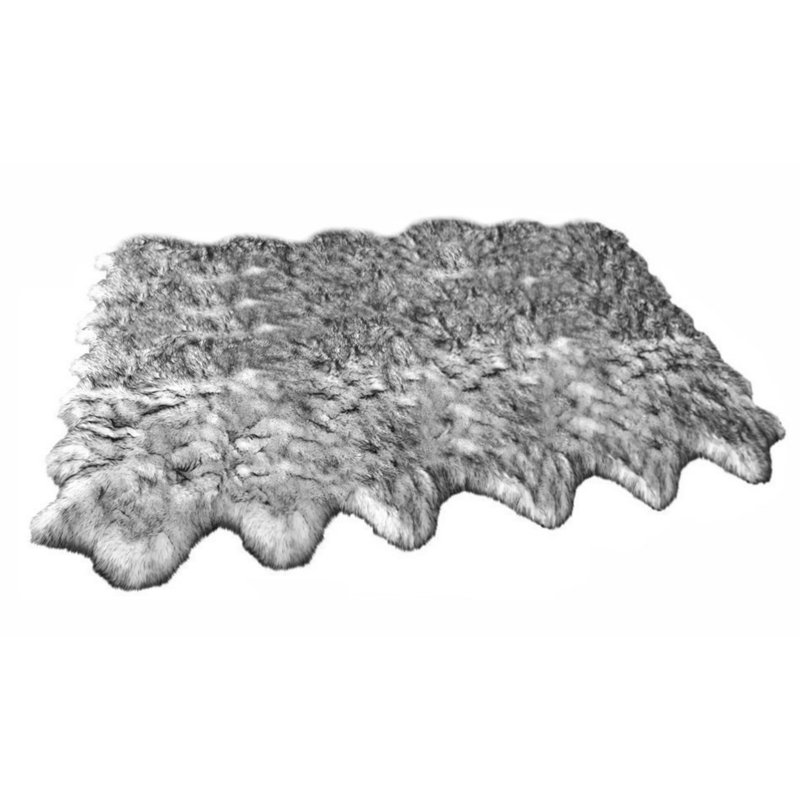 Tapis gris à poils longs fabriqué à la main Amaranta, Nouveauté 5 pi 5 po x 9 pi 2 po