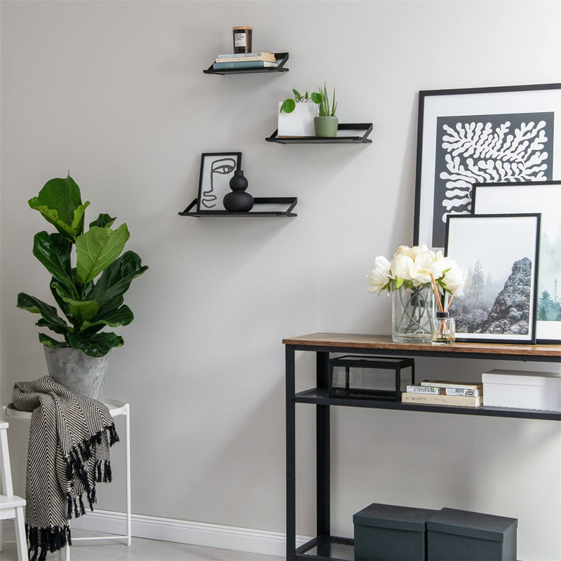 Wall Shelves| 3 Part Floating Shelves Set Made Of Metal And Real Wood Veneer | Wall Decor, Storage And Shelf For Living Room, Kitchen, Bedroom | Birch