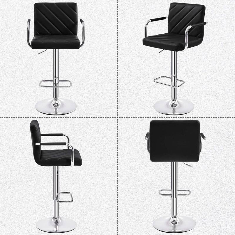 Bigvai Adjustable Height Bar Stool, Black