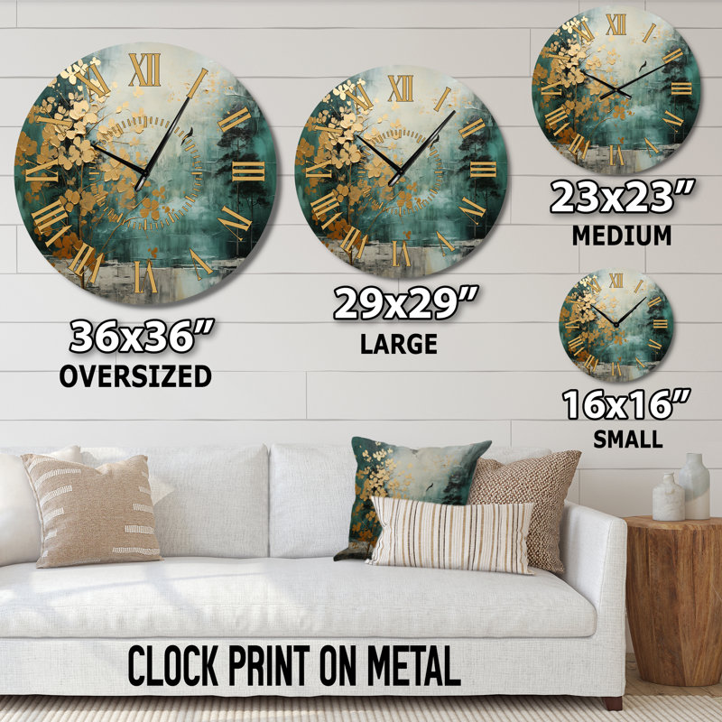 Horloge murale Golden Golden Emerald Forest, Médium