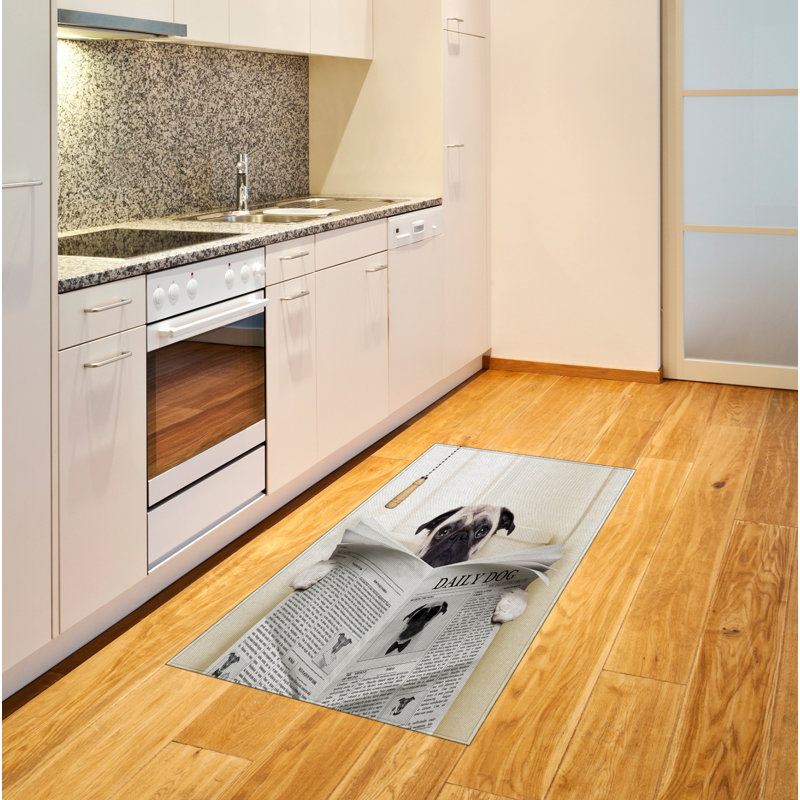 Pug High Density Long Fiber Poly Threads Decorative Area Rug Carpet, Rectangle 4' x 5'8"