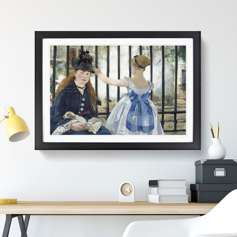 The Railway by Edouard Manet - Picture Frame Painting, 27cm H x 36cm W x 2cm D, Black Framed