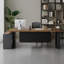 Bureau brun clair + bois massif rectangulaire noir + bureaux en fer-108304538-108304542