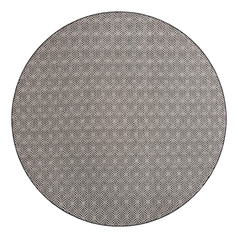 Tapis gris anthracite / ivoire Alishba, Rond 10pi