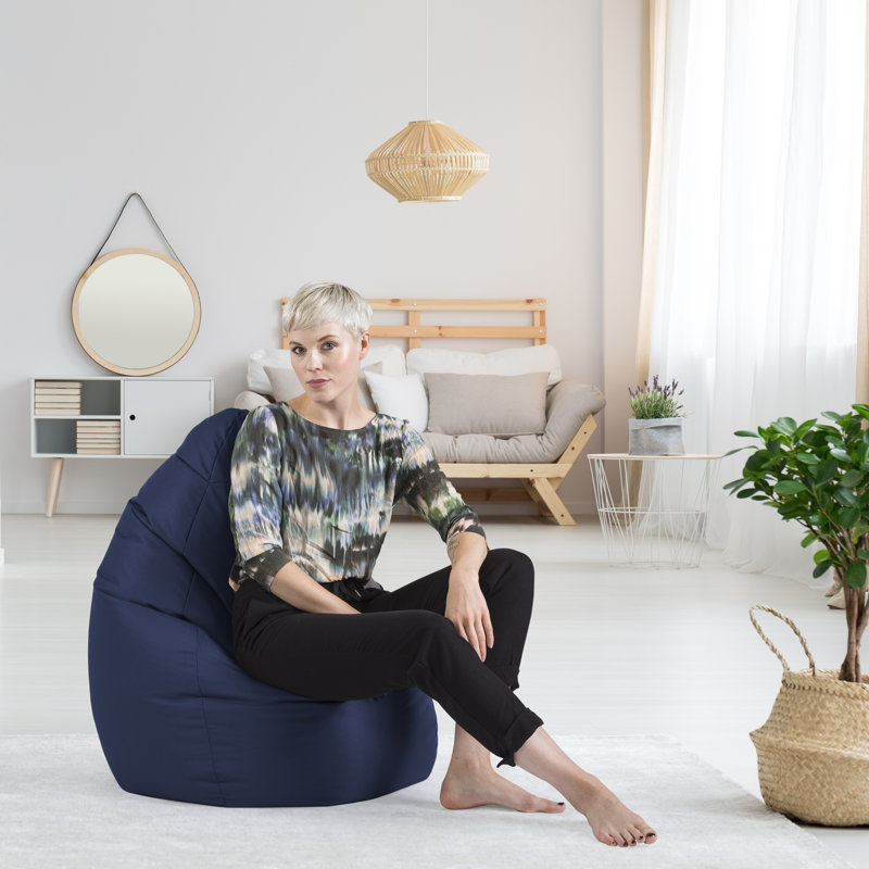 Fauteuil poire et méridienne standards Brava, 100 % polyester bleu marine