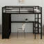 Structure de lit mezzanine en métal avec garde-robe intégrée, bureau et tablettes de rangement-691323663-691323664