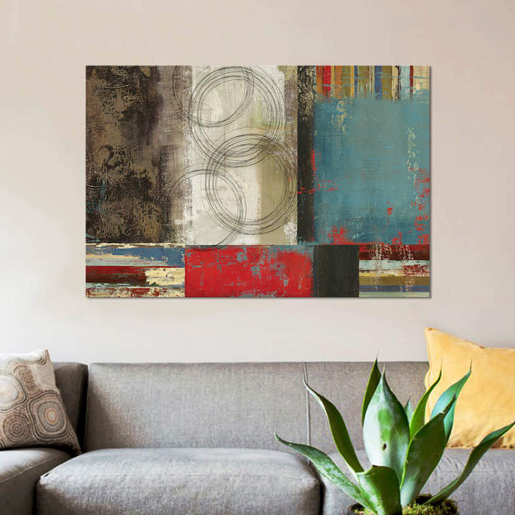 «Spheres and Stripes», impression sur toile, H 12 po x l 18 po x P 1,5 po, Toile tendue, Pas de tapis
