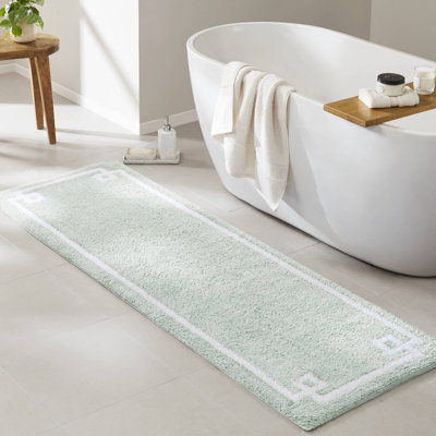 Tapis de bain 100% coton touffeté Evan Seafoam 24 x 72 po avec envers antidérapant