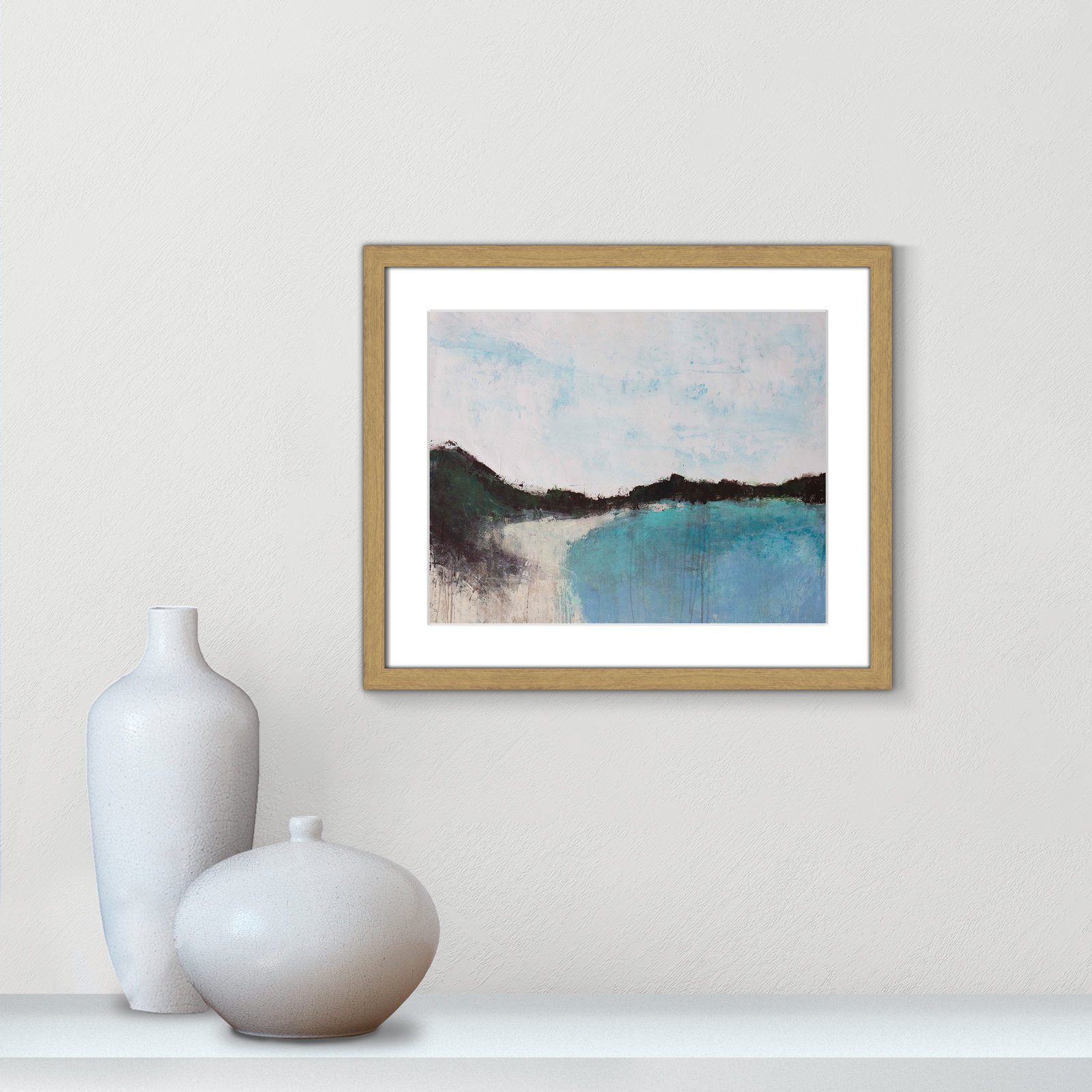 Mountainside Lakeview III Print, 16" H x 19" W x 0.75" D, Natural Framed
