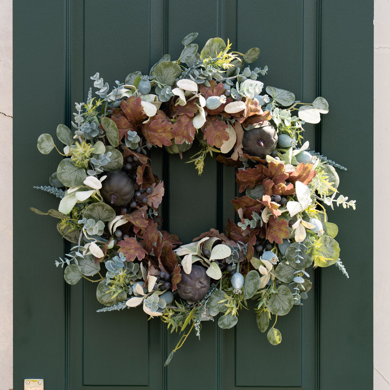 60cm Pumpkin Wreath Teal/Blue
