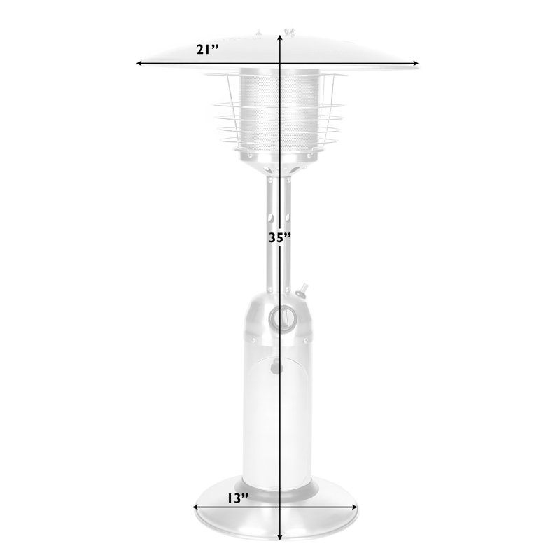Stainless Steel Tabletop Propane Patio Heater with Auto Shutoff