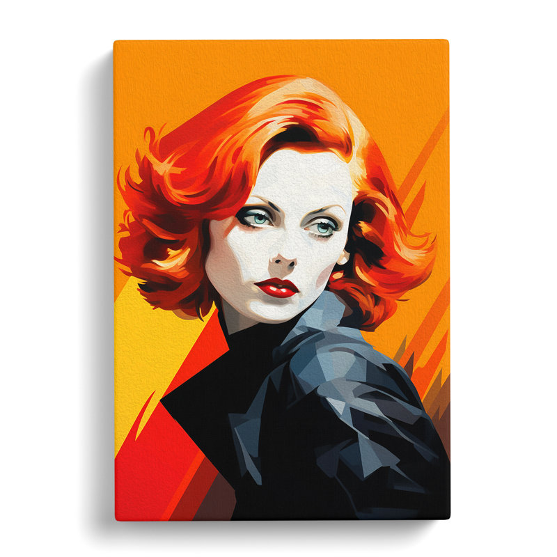 Woman With Red Hair Modern - Wrapped Canvas