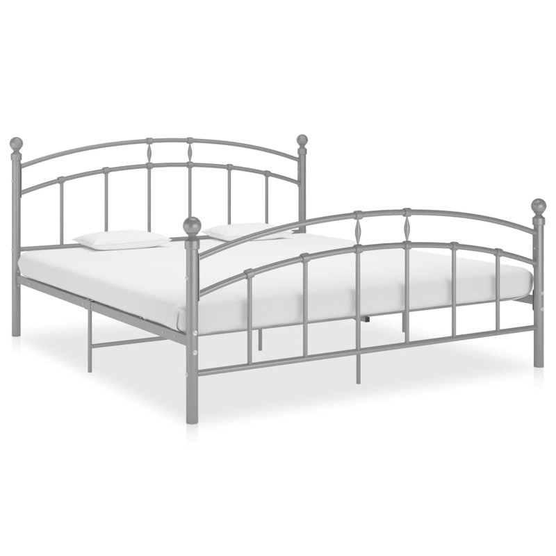 Shept Mallet Metal Bed, Grey, 180 x 200 cm