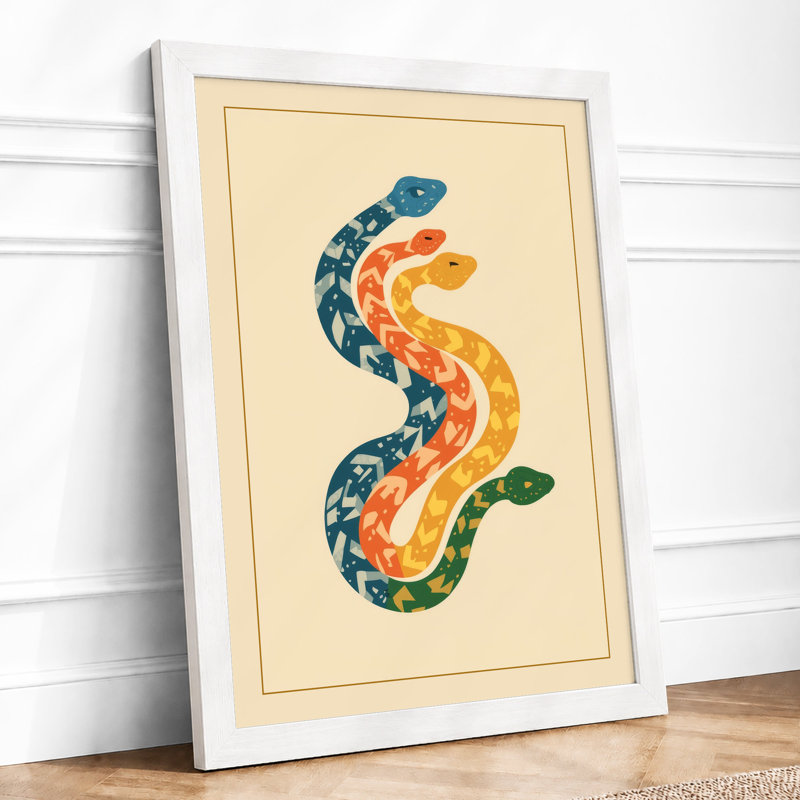 Entwined Serpents Art Deco - Framed Print, A2 - 59.4 x 42.0 cm, White
