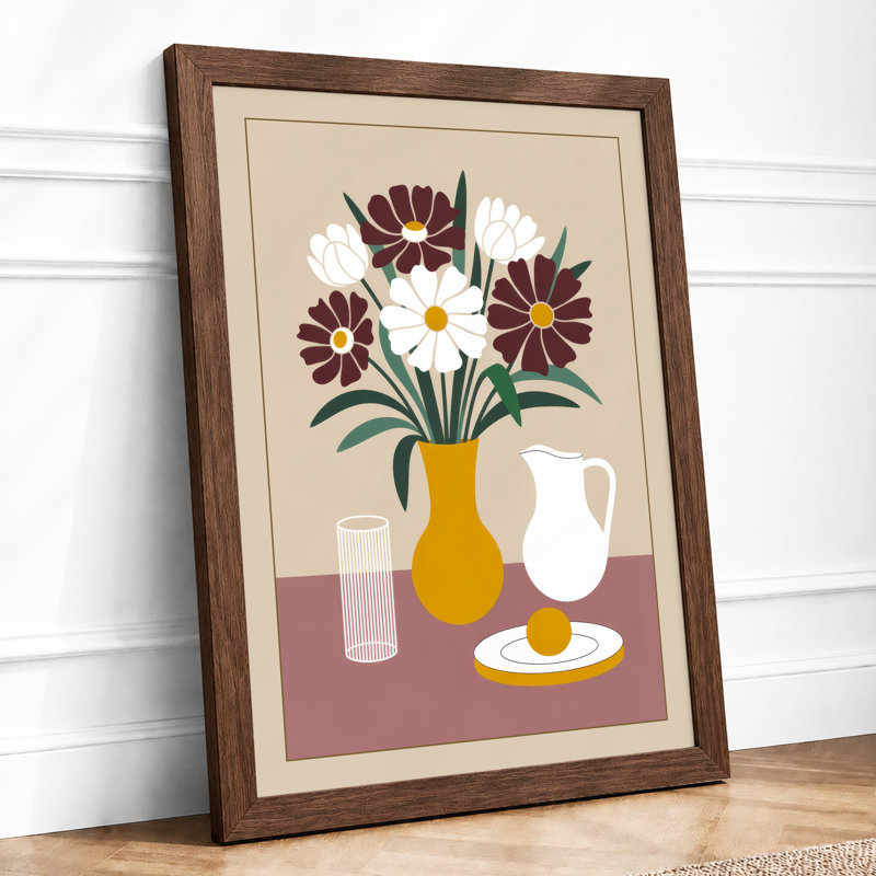 Still Life in Mauve Modern - Framed Print, A4 - 29.7 x 21.0 cm, Walnut