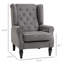 Chaise d'appoint moderne, capitonnée avec accoudoirs ronds et pieds en bois, gris foncé-126443101