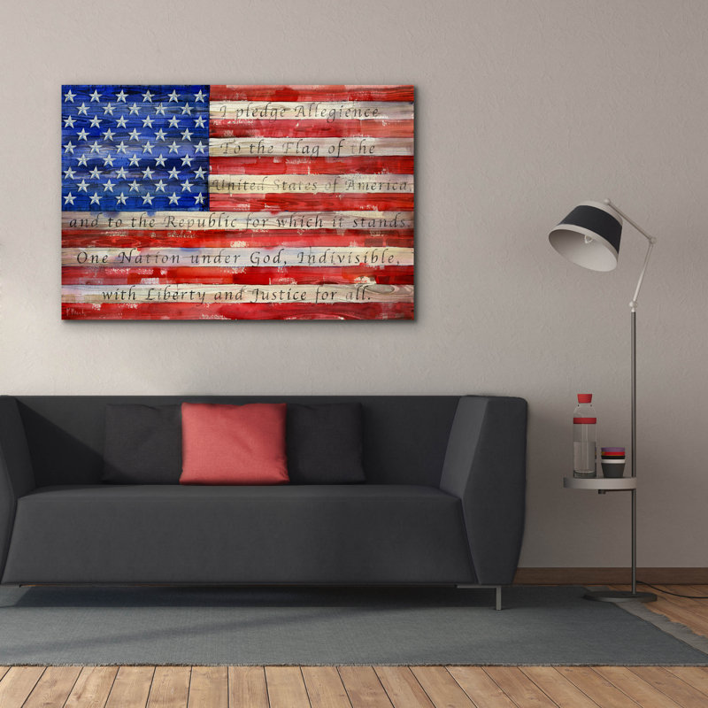 «All American Flag Script» par Paul Brent, H 40 po x l 60 po x P 1,5 po