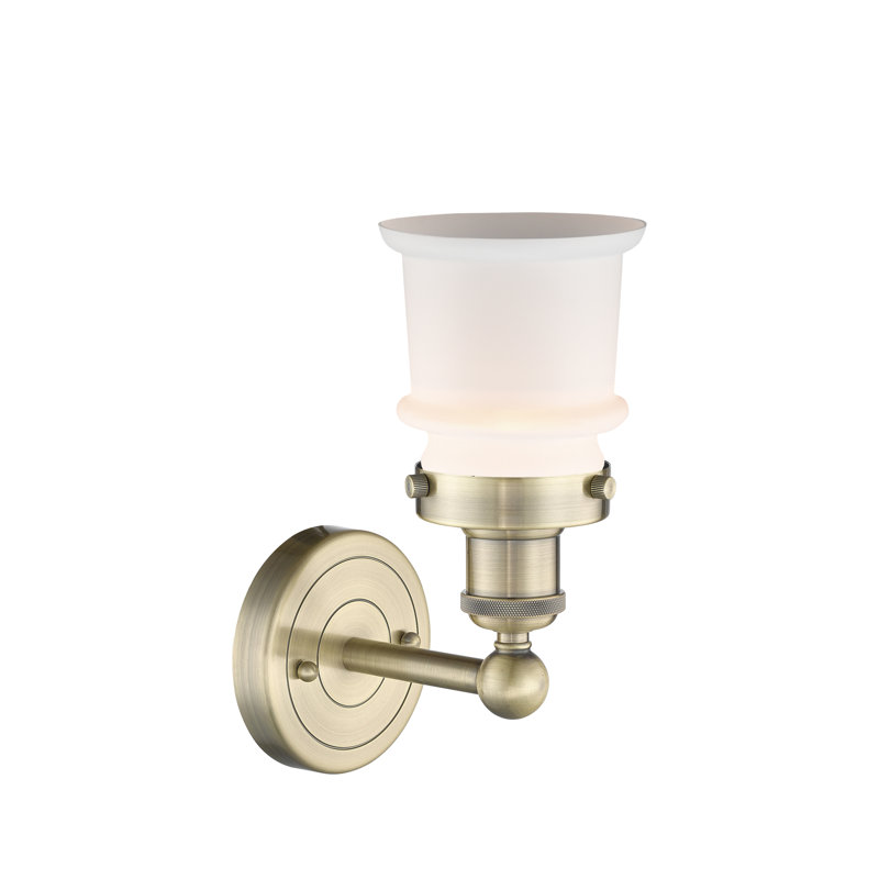 Charlo Armed Sconce, Matte White, Antique Brass