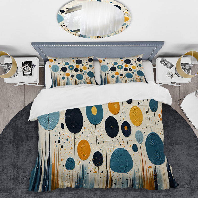 Ensemble de housse de couette en microfibre / polyester coloré Mid Century Minimalist Oasis II