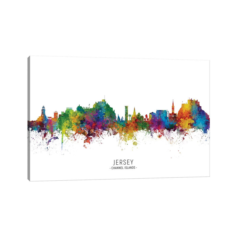 Jersey Channel Islands Skyline by Michael Tompsett - Wrapped Canvas Painting, 20.32 cm H x 30.48 cm W