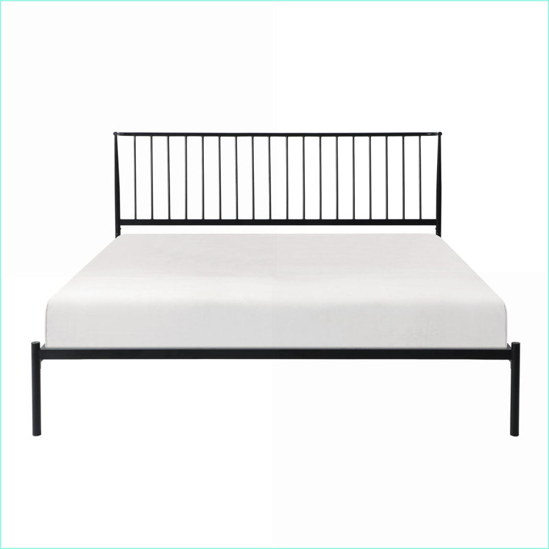 Base de lit plateforme en métal Eastern King - aucun sommier nécessaire, tête de lit à angle noir pour la chambre à coucher