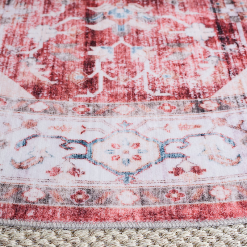 Washable Oriental Indoor Rug, Round 6'
