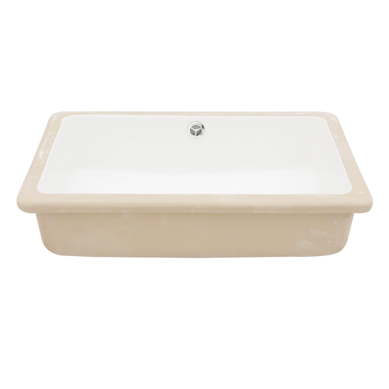 18'' Beige and White Ceramic Rectangular Undermount Bathroom Sink