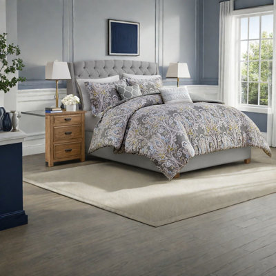 Ensembles de literie en coton luxueux, damas gris, confort douillet pour la maison