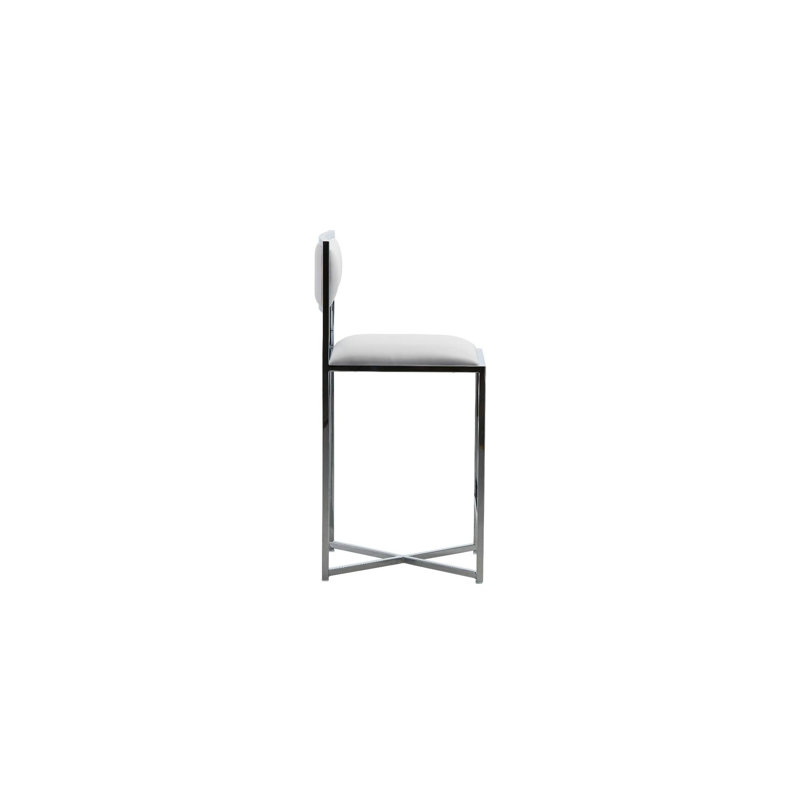 Malen Upholstered Counter Stool with Metal Frame, Counter Stool (26” Seat Height), White