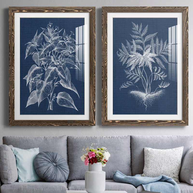 «Foliage Chintz II», reproduction encadrée - prêt à accrocher, H 37,5 po x l 55 po x P 1,5 po, Papier, cadre noyer, Blanc