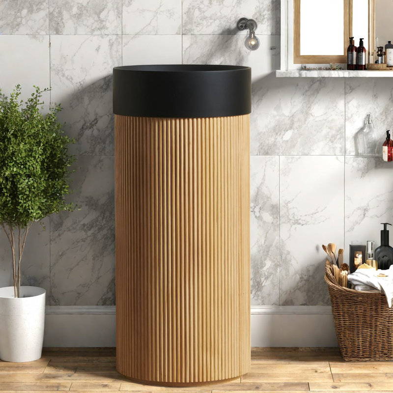 Meuble-lavabo moderne (avec meuble-lavabo et lavabo), salle de bain compacte en marbre de bois de 16 po
