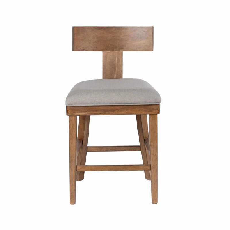 Theodora T- Back Bar Stool with Wood Seat Frame and Cushion, Counter Stool (24" Seat Height)