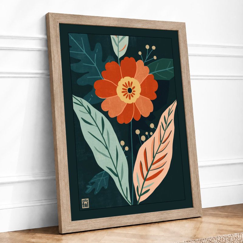 Central Bloom Botanical - Framed Print, A4 - 29.7 x 21.0 cm, Oak