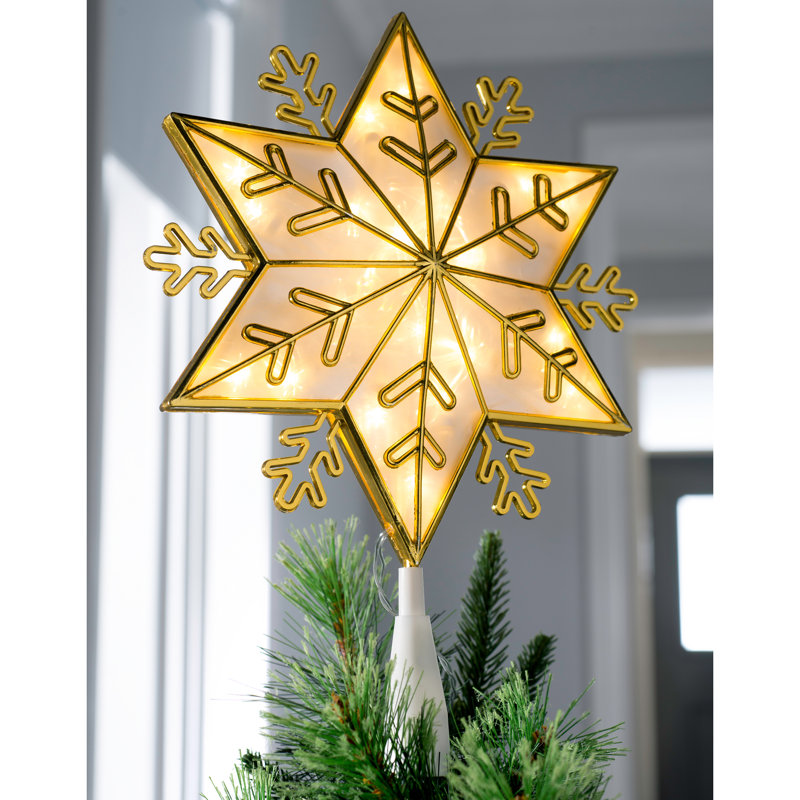 34cm Metal Astrology & Stars Lighted Tree Topper, Gold