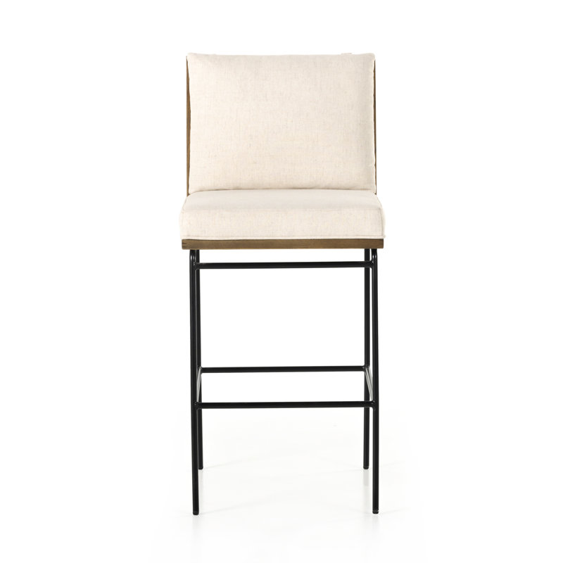 Tabouret en bois massif Julep, Tabouret de bar (siège d'une hauteur de 30 po), Crème