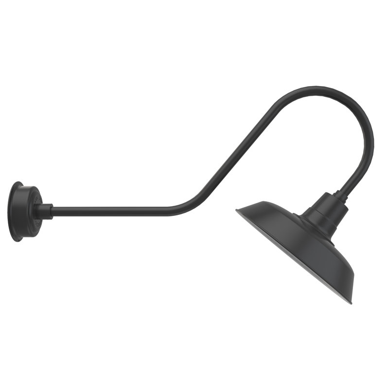 Luminaire de grange d’extérieur à del Haleigh, H 12 po x l 16 po x P 36 po, Noir mat