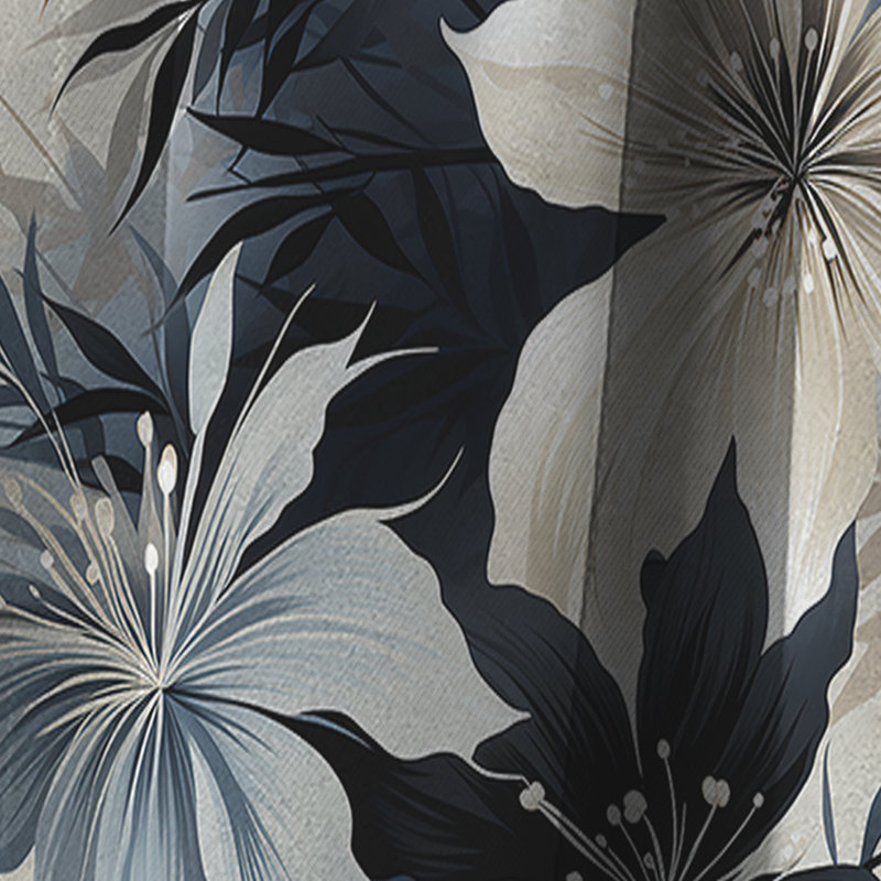 Mirage monochrome motif tropical IV - Rideau floral - Rideau occultant floral - 1 panneau, L 52 po x L 120 po
