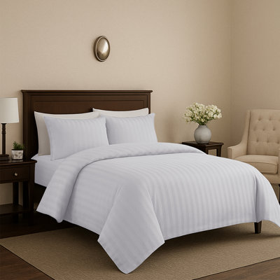 Microfiber Striped Duvet Cover Set with Pillowcases Included