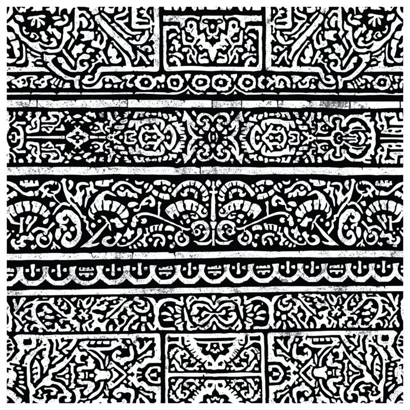 Black White Ornate Pattern Blankets, 60in W x 80in H